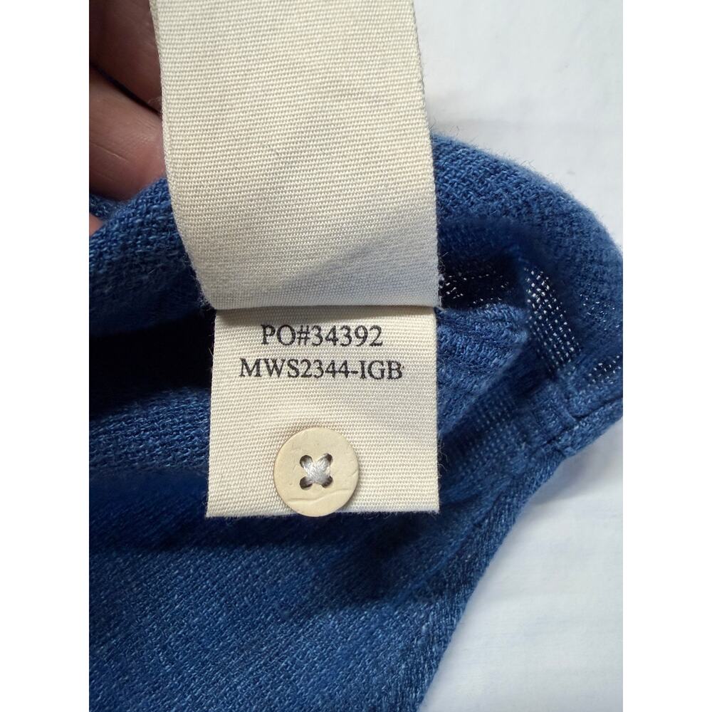 Faherty Mens Palma Linen Short Sleeve Shirt Indigo Blue Button Up Size Large - Picture 9 of 10